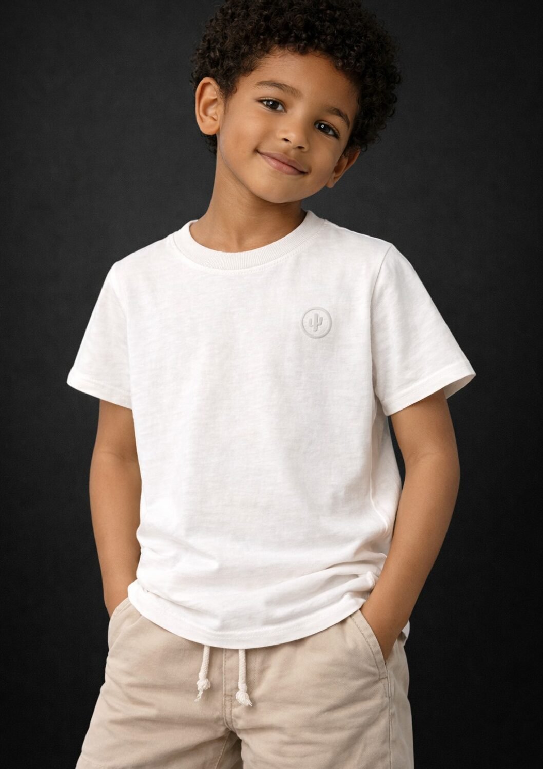 Camiseta Estonada infantil branca - Cactos Camisaria -